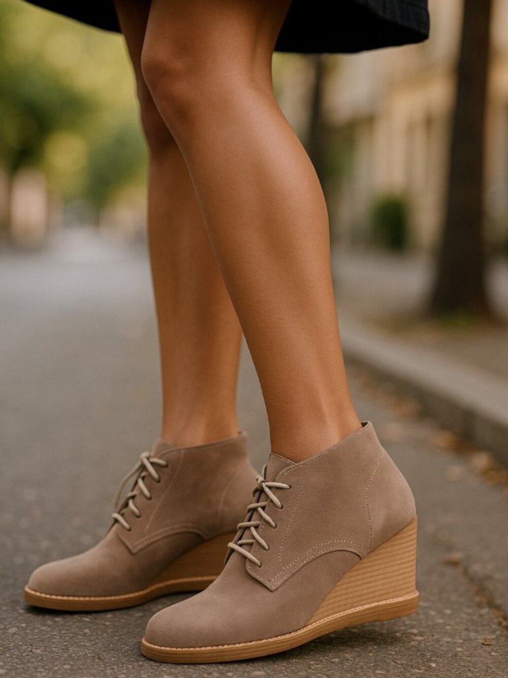 J JILL Chukka Wedge Boots 9.5 Ankle Booties Tan Suede Lace Up Oxfords Wedges